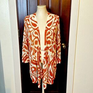 Chicos NWOT elegant pumpkin, spice and cream colored cardigan